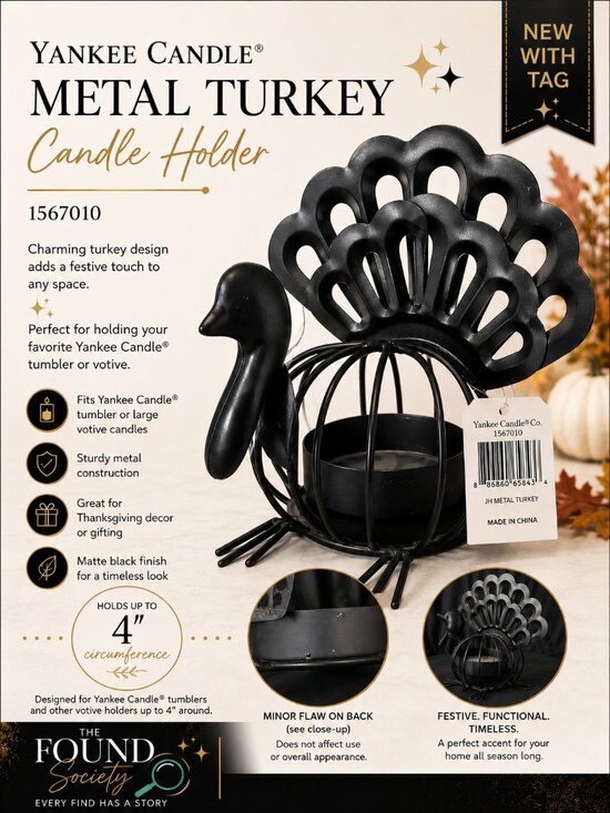 Yankee Candle Other - Yankee Candle Metal Turkey Candle Holder NWT Matte Black Thanksgiving Fall Decor